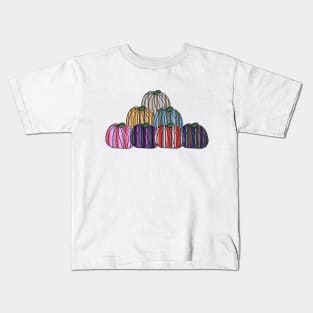 Colored Stripes Pumpkin Pile Kids T-Shirt